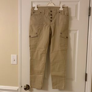 Cache Beige Cargo Pants with Button Details size 10